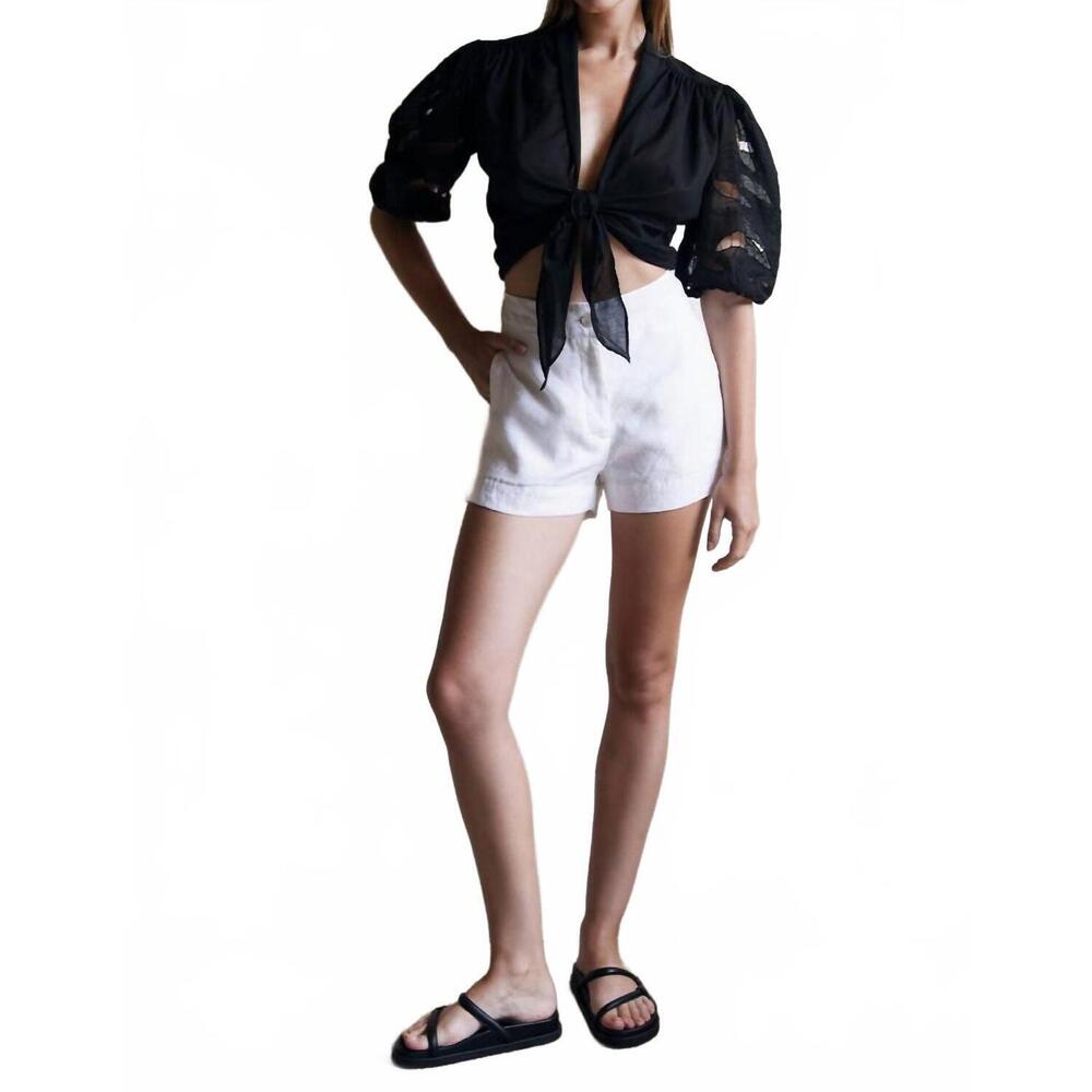 NEW UMA AND LEOPOLD ayla embroidery tied top in black